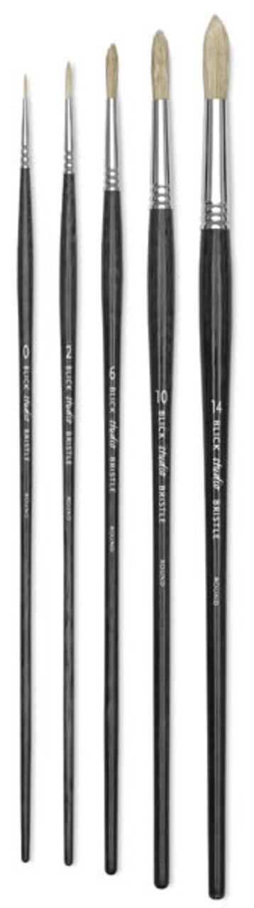 Blick Studio Bristle Brush Set - Round, Education Assortment, Set of 5